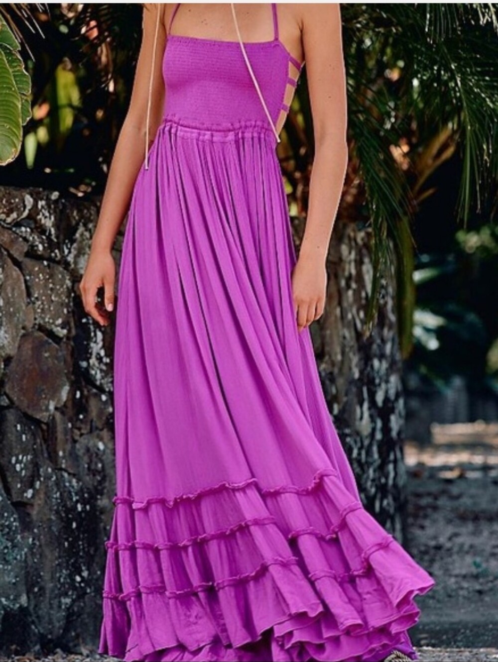 Free People Magenta/Purple Tiered Maxi Dress - Picture 1 of 16